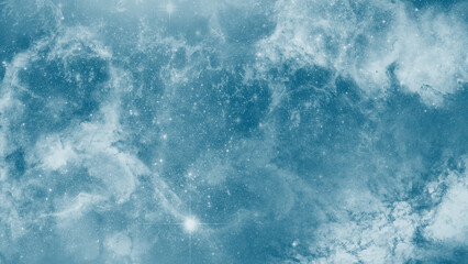 Textured space illustration with bright blue galactic star clouds © ShadOw