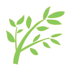 Fototapeta premium Green bamboo flat design illustration for Tanabata, cute nature element on white background