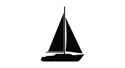 Sailing Boat Silhouette Against A White Background Silhouette © MDSAJIB