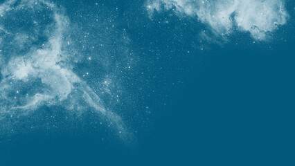 Beautiful blue space backdrop with soft glowing star dust particles © ShadOw