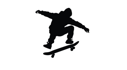 Fototapeta premium A professional skateboarder performs an impressive jump trick captured in this dynamic high contrast action photo