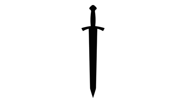 Sword Silhouette On White Background A Medieval Weapon Shape