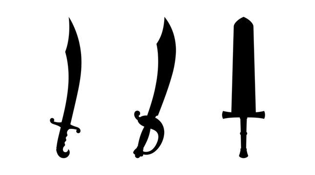 Sword And Saber Silhouettes Against A White Background