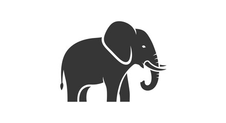 Fototapeta premium Minimalist graphic illustration of an elephant, black silhouette on white background