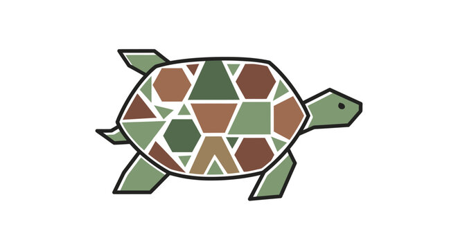 Geometric Tortoise Illustration: A Stylized Reptile on a White Background