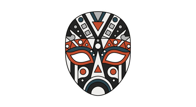 Abstract mask illustration with geometric patterns on white background