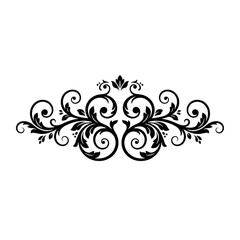 Fototapeta premium Ornate decorative vine flourish with symmetrical acanthus leaves and swirling tendrils on a clean minimalist background, rhythmic elegance and classic refinement
