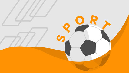 Soccer Ball Vector Graphic with Orange Wave and gray background template. Football or soccer sport background vector template © Febrian