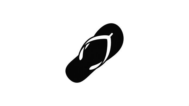 Single black and white flip flop sandal isolated on white background minimalist style