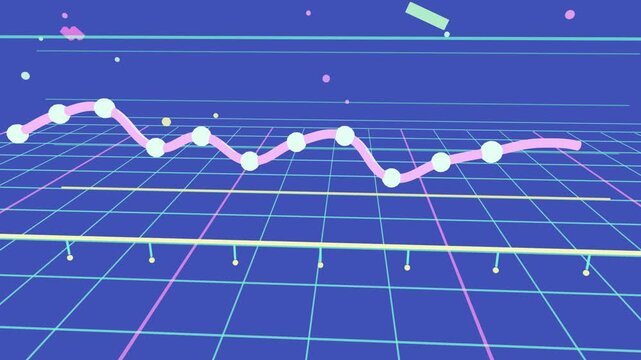 Baseline forming, pink polyline drawing leftward across neon grid, visualizing trend