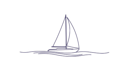 Sailboat on Water Surface Calm. © Lailai