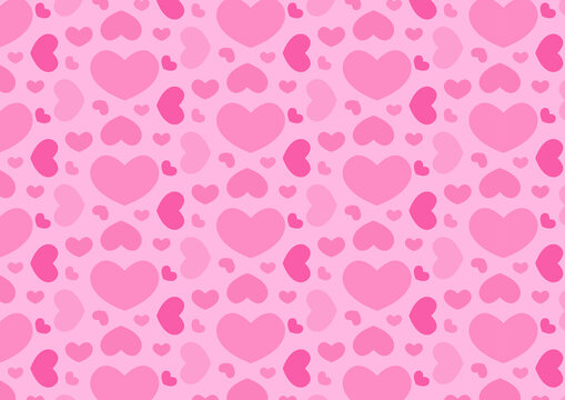 Pink seamless love heart shapes pattern of different sizes and varieties for Valentine's Day.