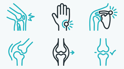 Fototapeta premium Joint Pain and Orthopedic Medical Icon Set