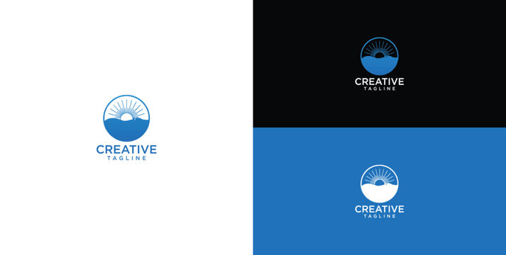 Abstract Circular Logo Design with Sun Rays and Text Area for Brand Name and Slogan