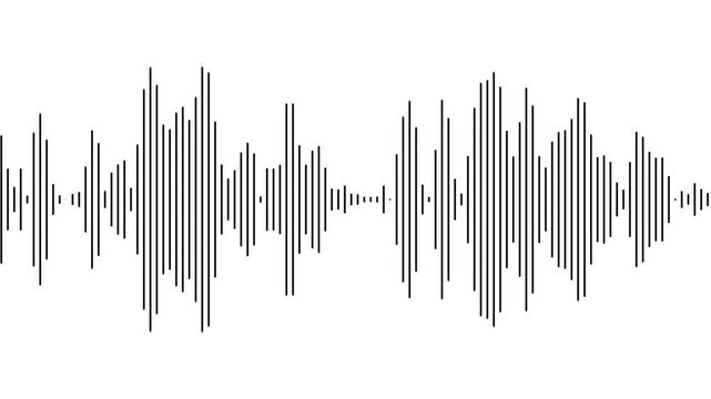 Sound wave animation isolated on white background. Audio waveform with frequency animated lines. Abstract sound animation