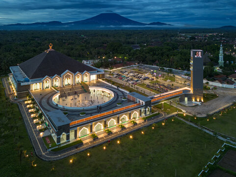Aerial view of the Great Mosque of An-Nuur, Magelang Regency, Central Java, Indonesia