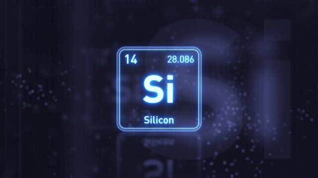 Periodic Table Element Silicon Si Animation. Modern and Minimal Design.