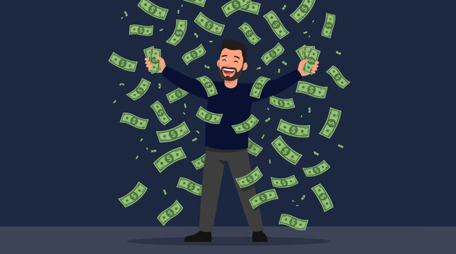 A man throwing money into the air.