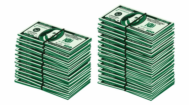 Stacks of American dollar bills.