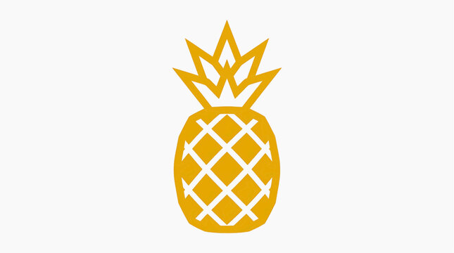 A stylized golden pineapple emblem, featuring a diamond pattern and a crown of leaves, is presented on a clean, minimalist white background, exuding tropical and exotic appeal.