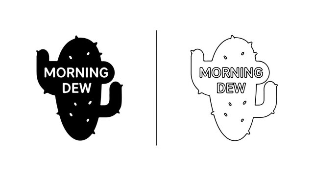 Cactus Silhouette Logo With Morning Dew Text