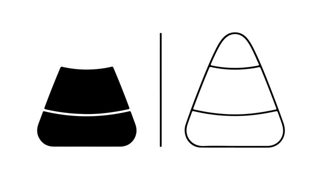 Minimalist Candy Corn Icon Set Black and White