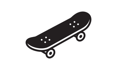 Skateboard vector icon in minimalist black and white line art style, isometric view skateboard isolated on white background for urban sports and street culture design elements © Iwan.creates