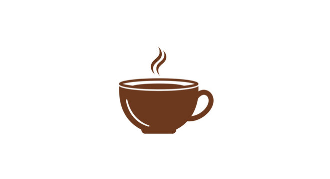 Minimalist Illustration of a Coffee Cup with Steam on a White Background