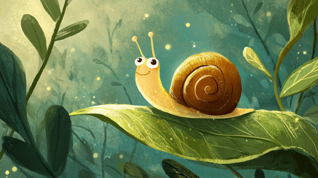 petit escargot sur une feuille 