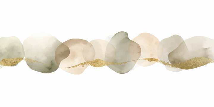 Artistic modern neutral backdrop featuring soft beige wash stone circles and decorative golden glitter streaks