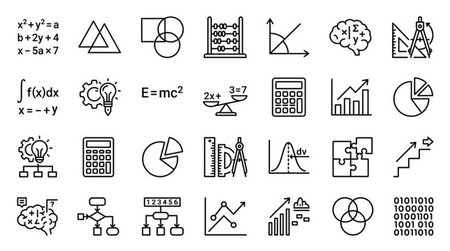 Collection of Math and Science Icons and Symbols.