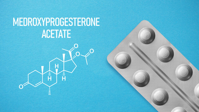 Medroxyprogesterone Acetate MPA Hormone Therapy, Progesterone Medication, Reproductive Health Treatment, Contraceptive Injection, Endocrinology, Gynecology and Pharmaceutical Research