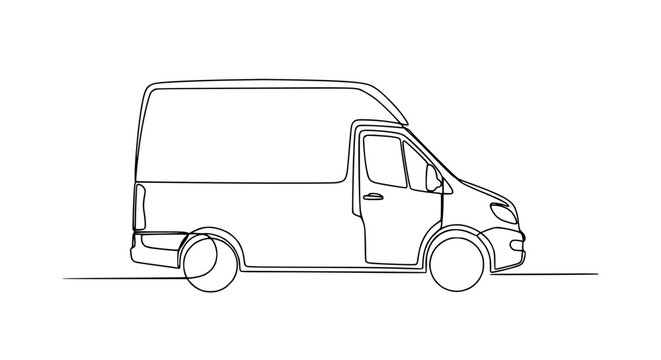 Simple line drawing of a van.
