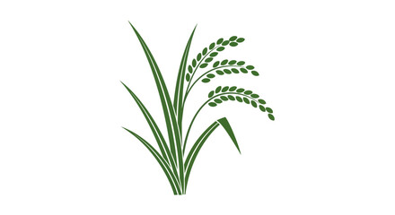 Fototapeta premium Minimalist Green Rice Plant Graphic on White Background: Food and Agricultural Concept
