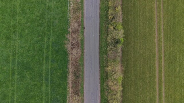 Aerial image showing farmland fields with woodland in bright natural light.