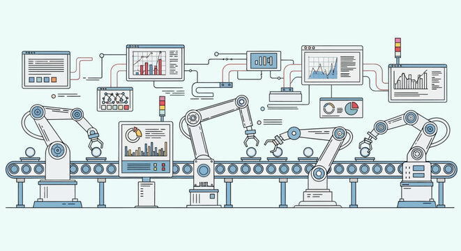 Industrial automation and robotics manufacturing process.