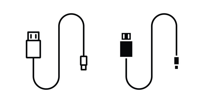 USB cable icon for ui and web, Vector pictogram