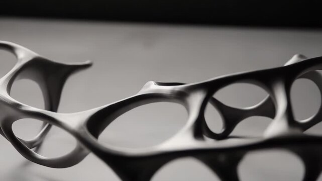 Abstract 3d printed bionic sculpture creating a modern organic lattice structure with a dark matte texture and intricate design, perfect for technology and innovation concepts