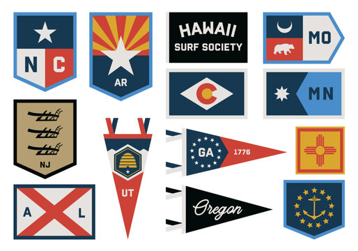 Vintage American Pennant Banners Set