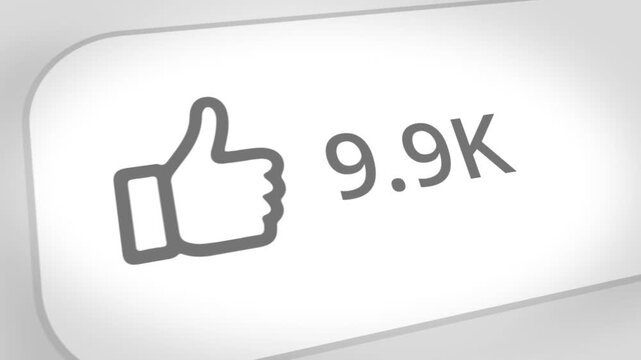 Social media thumb icon showing increasing follower count in a dynamic motion graphic animation for digital marketing and content engagement