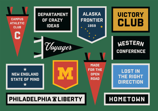 Vintage American Pennant Banners Set