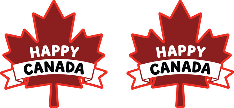 Happy canada day maple leaf logos