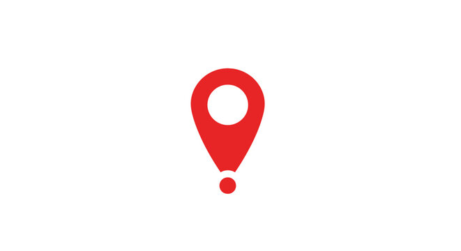 Minimalist Red Location Pin Icon on White Background Symbolizing Travel and Mapping