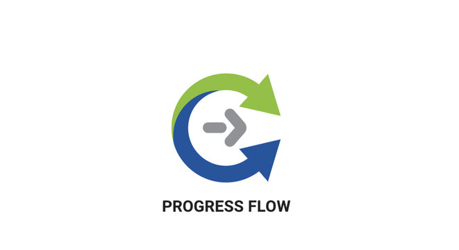 Circular arrows logo representing progress and workflow process in a visual metaphor
