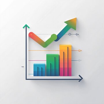 A colorful and modern bar graph and line chart showing an upward trend, symbolizing growth and success
