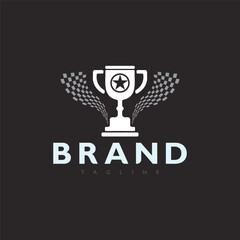 Obraz premium Modern Winner Trophy Logo Vector Icon Template For Business Success And Achievement Branding Projects