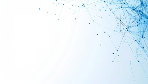 Blue digital data network on white background right.