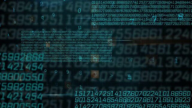 SCANNING appearing, teal matrix sliding and stacking while amber alerts flashing, signaling breach