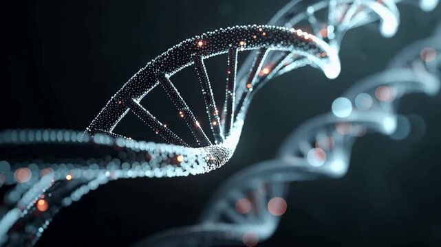 Close-Up of Golden DNA Double Helix Structure