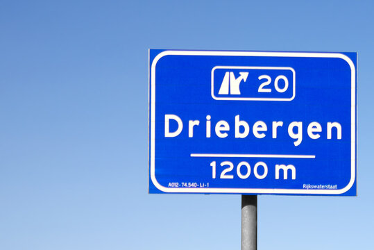 Autobahntafel, Niederlande, Autobahn A12, E35, Ausfahrt Driebergen in Richtung Amsterdam